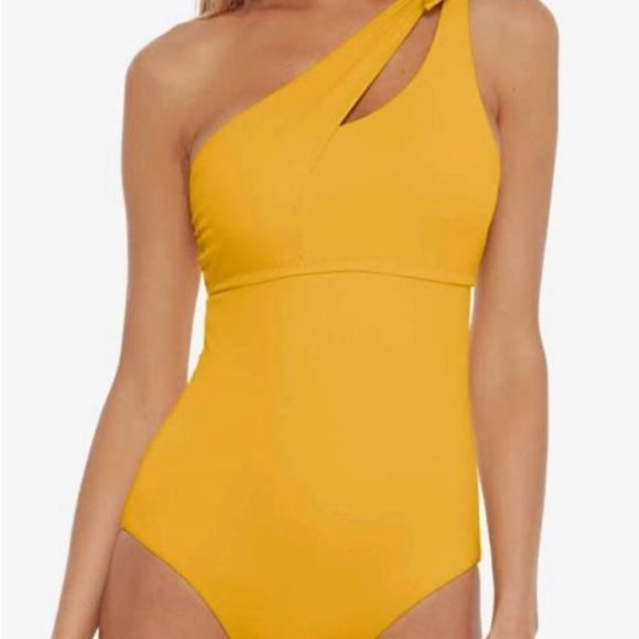 Becca Virtue Sadie One Shoulder One Piece Yellow size Medium - Picture 7 of 9